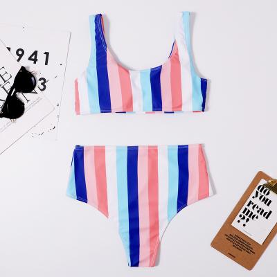 China Sexy Lady Stripe Bikini Swimwear Custom Made Wholesale Ladies Swimwear Swimwear Breathable For Ladies for sale