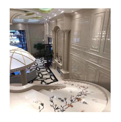 Chine TAKA New Modern Marble Curve Design Flower Pattern Waterjet Marble Staircase à vendre