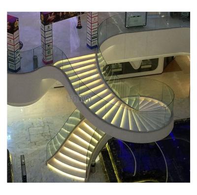 China Best Selling High Quality Modern Glass Spiral Staircase / Led Step Wooden Staircase Modern Ladder for sale