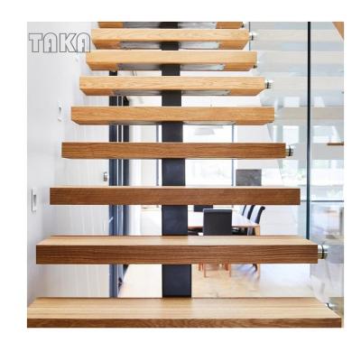 China Modern Cantilever Straight Wooden Staircases from TAKA Modern Wood Floating Staircase for sale