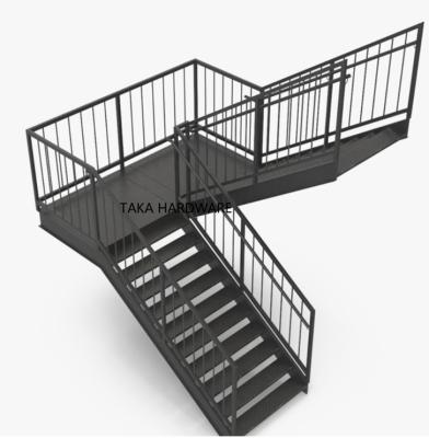 Китай Modern Outdoor Hot Dipped Galvanized Carbon Steel Straight Staircase For Commerical продается