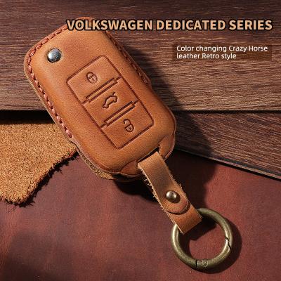 China Car Leather Holder Cow Leather Automobile /Car Key Bag /car Key Case/Car Key Bag /car Color First Layer Changing Crazy Horse Leather Key Bag For VW for sale