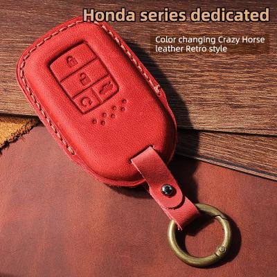 China Cowhide Car Leather Holder /Car Key Bag /car Key Case/Car Key Bag /car Color First Layer Changing Crazy Horse Leather Key Bag For Honda for sale