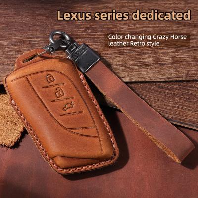 China Top layer leather key case/car key holder bag/cow auto car key holder color changing mad horse leather key bag for lexus for sale