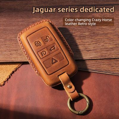 China First Layer Leather Key Case/Car Key Holder Bag/Cow Auto Car Key Holder Color Changing Crazy Horse Leather Key Bag For JAGUAR for sale