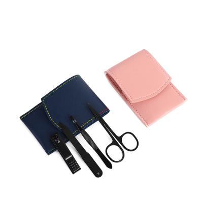 China Factory Supply Manicure Tools 4pcs Gel Nail Art Manicure Set Kit For Nail Care With Blue Portable Leather Case for sale