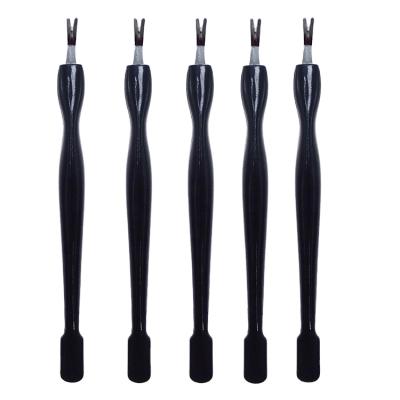 China Art High Quality Deep Sharp Gel Nail Art V Shape Cuticle Fork Plastic Black Black Cuticle Pusher With Spoon for sale