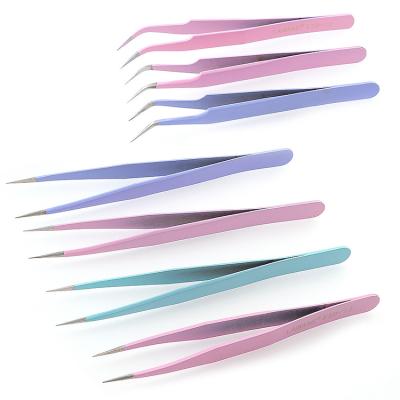 China Metal General Personalized Eyelash Tweezers Private Label Good Eyebrow Tweezers Stainless Steel Eyelash Tweezers for sale