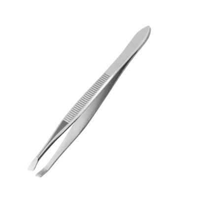 China Custom High Quality Metal Wholesale Private Label Head Stainless Steel Slant Eyebrow Tweezers for sale