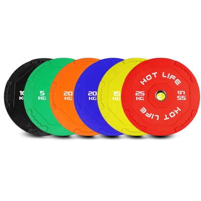 China Custom Durable Hot Wholesale Weightlifting Books Life Barbell Weighs Plate Gym Weight Color Rubber Bumper Plate for sale