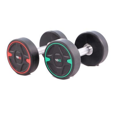 China Universal Hot Life Commercial Fitness Round Urethane PU Coated TPU Dumbbells for sale