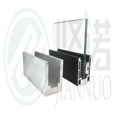 China Glass Wall Aluminium Frameless Double screw fixation U channel for glass railing system for sale