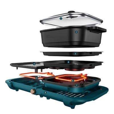 China Outdoor multifunctional electric griddle hot pot and barbecue grill all in onegas machine for sale