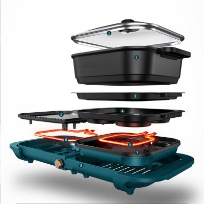 China Outdoor multifunctional electric griddle hot pot and barbecue grill all in onegas machine for sale