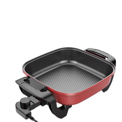 China Outdoor square electric grill pan hot pot with bbq grill with suqare shape shabu shabu hot pot for sale