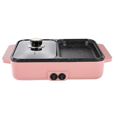 China Outdoor Multifunctional Electric Grill Pan With 2 In 1 Korean Electric Barbecue Grill With Hot Pot for sale