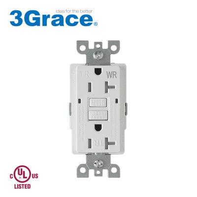 China Easy Installation 20A 125V USA TR&WR GFCI Duplex Self Test Receptacle, Tamper&Weather Heavy Duty 2 LED Indicator Lights for sale