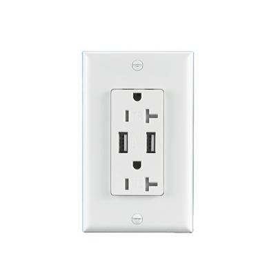 China Residential / General Purpose USB Charger Receptacles 20A 125V Temper Duplex 4.2A Output Receptacle Heavy Duty for sale