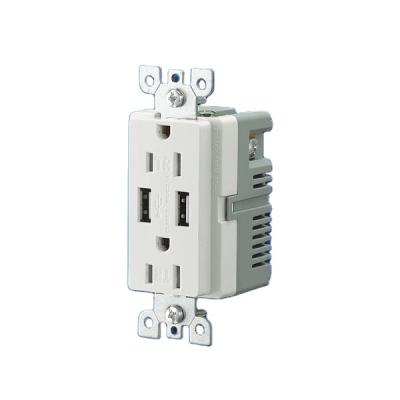 China Residential / General Purpose USB Charger 15A 125V Wall Outlet Tamper Duplex 4.2A Output Receptacle Heavy Duty for sale