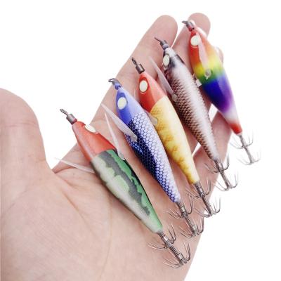 China 6g/8cmLuminous Silicone Wing Squid Jig Fishing Wood Shrimp Lure Octopus Squid Cuttlefish Baits Lures Ringing Beads Claw Hook MJ SHRIMP01 for sale