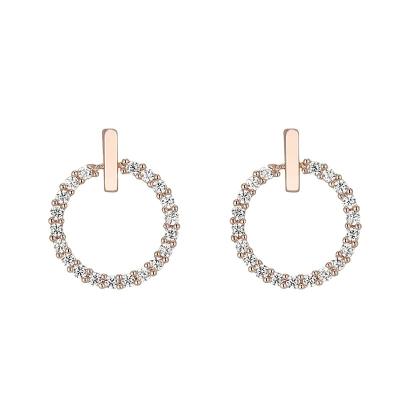 China Nickel-Free Lead-Free DL1A42 Korean Style Fashion Round Rose Gold Inlaid Diamond Earrings Popular Earrings Premium New Earrings for sale