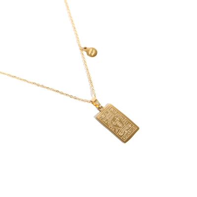 China Nickel-Free Lead-Free DL1B26 Square pendant necklace twelve constellations necklace stainless steel necklace sweater chain 18K gold color Women for sale