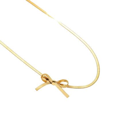 China Nickel-Free Lead-Free DL1B28 Bow Necklace Necklace Snake Bone Small fresh titanium plated with 18K gold Fashionable plated for sale