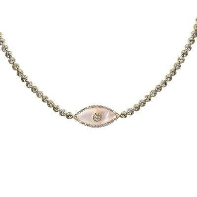 China Nickel-Free Lead-Free DL1B37 Devil's Eye necklace zircon necklace pendant stainless steel plated 18K gold color plated Fashionable for sale