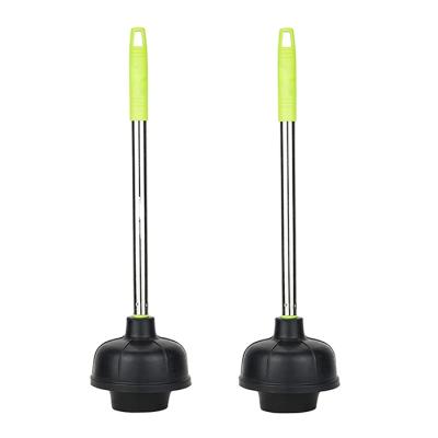 China Durable HQ160 Black Color Double Layers Rubber Toilet Plunger SS Grip for sale