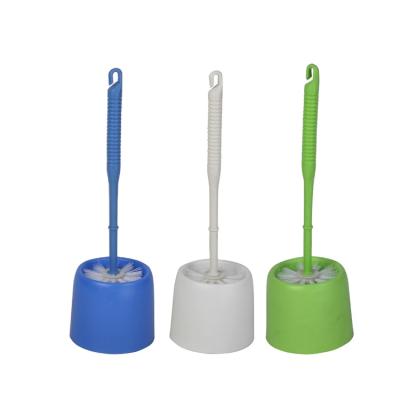 China HQ1862 Round White Base Color Round Head Brush Toilet Brush And Plastic Holder Set for sale