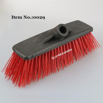 China HQ0029 Sustainable Broom Red Hard Hair Plastic Floor Sweeping Strong Brush for sale