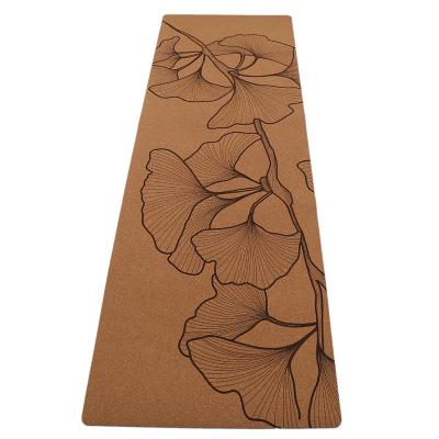 China Durable Cork Yoga Mat 5mm Thickness Factory Engraved Neoprene Tree Natural Rubber for sale