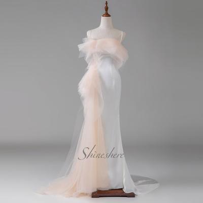 China New Design Wedding Dress Minimalist Anti-Static Spaghetti Strapless Elegant Wedding Dress Beautiful for sale