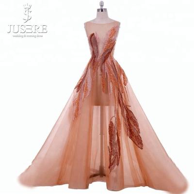 China Luxury Anti-static Transparent Soft Handmade Beading Tulle Party Dress Aline Evening Dress Beautiful for sale