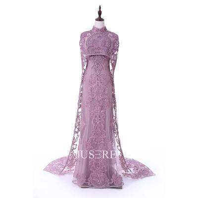 China Luxury Heavy Beaded Evening Dress Dreamy Pink Scoop Anti-Static Plus Size Prom Dress Ready To Ship for sale