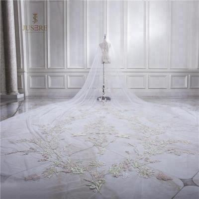 China Lace Edge One Layer Bridal Cathedral Veil Lace Trim for sale