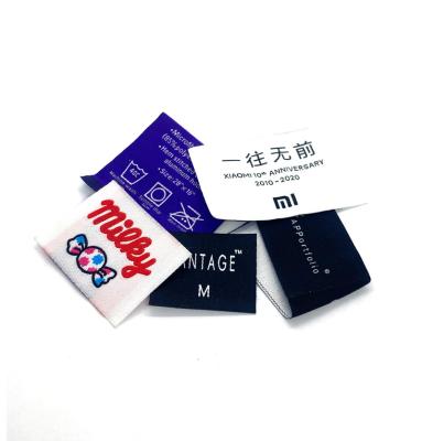 China Nickel Free High Density Custom Brand Logo Textile Neck Woven Tags Brand For Apparel Woven Labels For Custom Apparel for sale