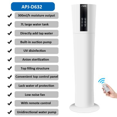 China RV Floor Stand Digital Control Humidifier Built-in 7 Liter Vacuum Pump Humidifier Ionizer Home Quiet UV Humidifier for sale