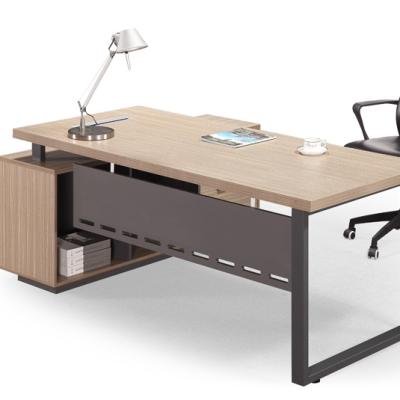 China PANEL Popular Wood Panel Style Executive Desk With Side Cabinet for sale