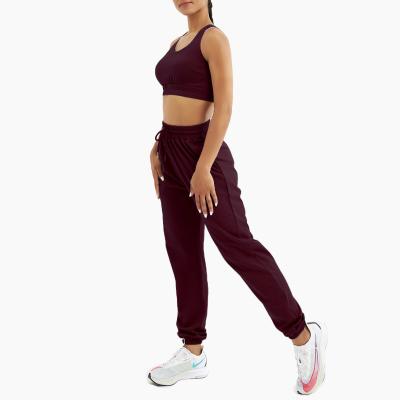 China New Breathable Outdoor Sports Suits Yoga Vest Style Suit Fitness Suit Recycling Two-piece Knitted Vest And Pants For Women for sale