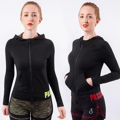 China Beautiful Women Yoga Activewear Soft QUICK DRY Sports Hooded Coat Quick Drying Jackets Zipper Tight Fit Full for sale