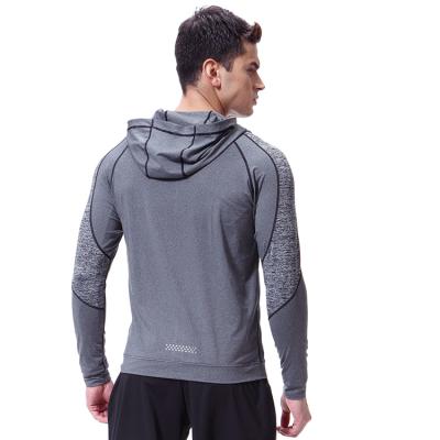 China QUICK DRY Men's Gray Casual Tight Long Sleeve Sports Zipper Jacket Quick Drying Hooded Fitness Clothing for sale