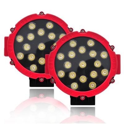 China Die Cast Aluminum Housing Auto Lighting System 7inch 51W Led Light Red Black 7 Inch IP67 Round Work Truck Led Light Work Car 51w Off-Road Boat Accessories for sale