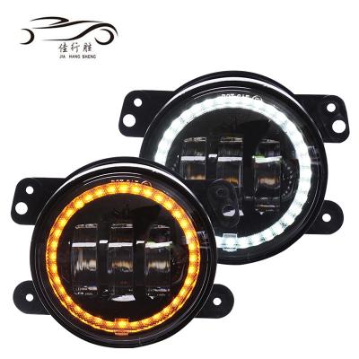 China New Type 4Inch 30W Fog Lights For Jeep Wrangler Offroad 12V With Angel Evil Eyes Foglamp Turn DRL 4inch Signals for sale