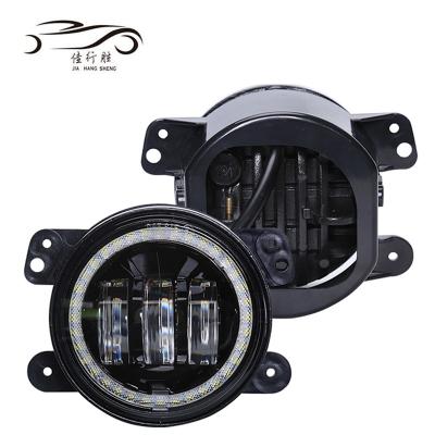 China JHS Fog Lights 30W 6000K Popular Led Halo Ring DRL Road Fog Lamps Car LED Offroad Fog Lights New Vehicle Running For Jeep Wrangler for sale