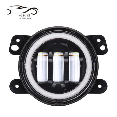 China Vehicle Running Super Bright Aluminum 6000K 4inch 30W Halo Black Waterproof Fog Light For Harley Jeeps Offroad Motorcycle 12V for sale