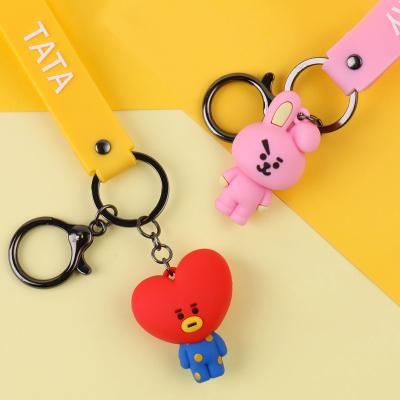 China NEW KPOP Bangtan RM JIMIN JIN PVC Alloy Keychains PVC bt21 Ring Cartoon Figure J-HOPE JUNG KOOK SUGA V boys key for sale