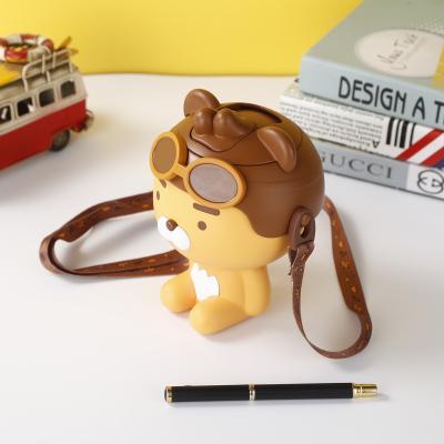 China Real Viable Straw Strap Satchel Cute Water Bottle Straw Strap Satchel Cute Water Bottle Friends Pilot Ryan Kakao Cartoon Water Cup for sale