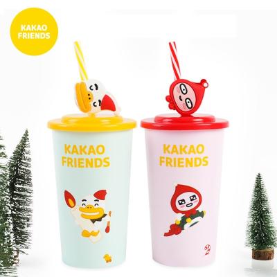 China 22oz disposable disposable pp recycle plastic cup for fruit milk tea drinks plastic cup for KAKAO friends cupee for sale