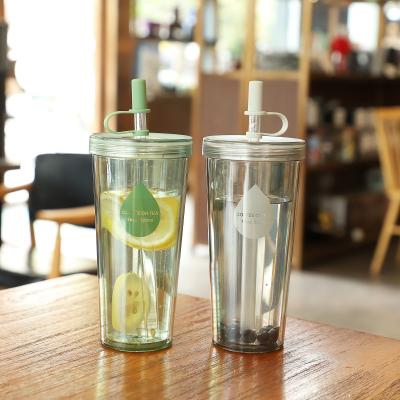 China Minimalist 520ml Plastic Cups BPA Free Plastic Tumblers With Lid And Straw Coffee Cups for sale